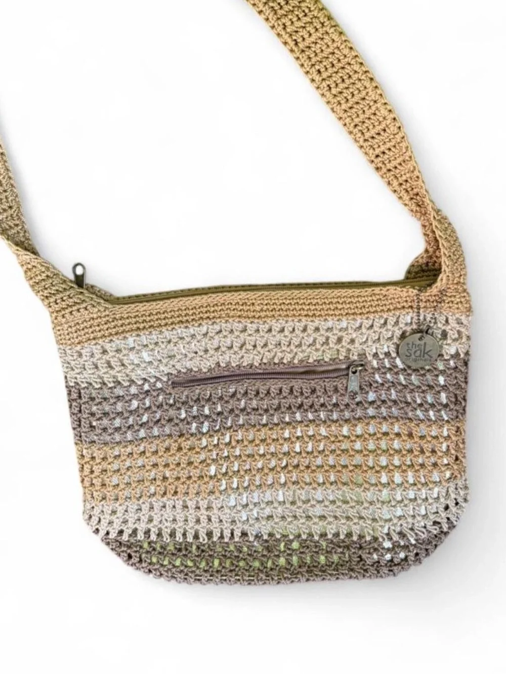 The SAK woven crochet raffia style hobo slouchy tote bag Beachy Resort wear